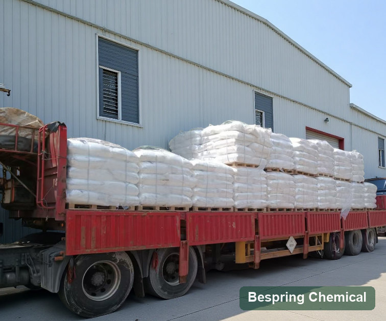Palletized bagged sodium carboxymethyl cellulose loaded on a dispatch truck